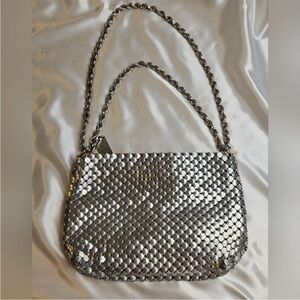 Whiting and Davis Vintage Metal Mesh Bag Chain Handle Silver